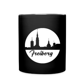 blanc, skyline, cercle, papier découpé,Freiberg - Mug uni - noir - Devant