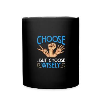 Steinpapierschere wählen, aber kluges Geschenk wählen - Tasse einfarbig - Schwarz - Vorne