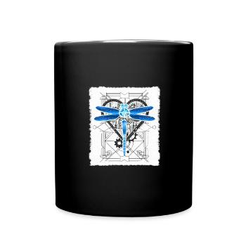 Steampunk Libelle Vintage Gears Goth Geschenke - Tasse einfarbig - Schwarz - Vorne