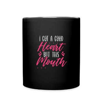 Sarcastique j’ai un bon cœur mais cette bouche - Mug uni - noir - Devant