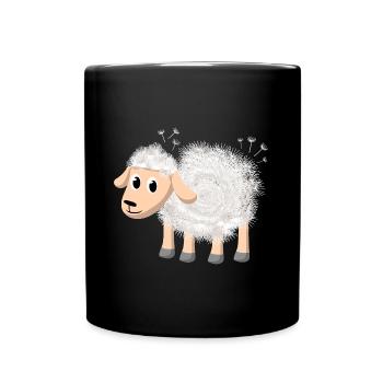 Landwirt Bauer Comic Cartoon Schafwolle Schafe - Tasse einfarbig - Schwarz - Vorne