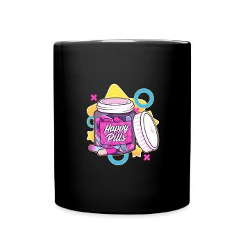 Bunte und lustige glückliche Pillen Sarkasmus Humor Geschenk - Tasse einfarbig - Schwarz - Vorne