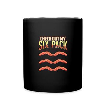 Fitness Humor Check Out My Six Pack Bacon Lover - Full Colour Mug - black - Front