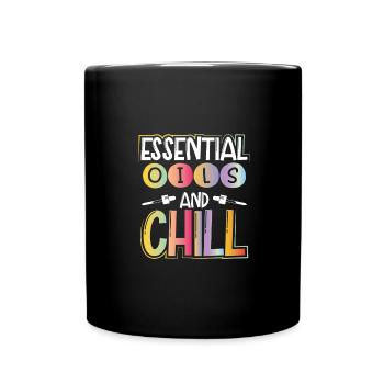 Ätherische Öle und Chill Fun Essectial Öle - Tasse einfarbig - Schwarz - Vorne