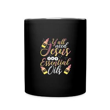 Christian Gift Y'All Need Jesus and Essential Oils - Full Colour Mug - black - Front