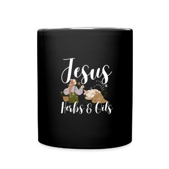 Ganzheitliche Medizin Jesus Kräuter und Öle Essential - Tasse einfarbig - Schwarz - Vorne