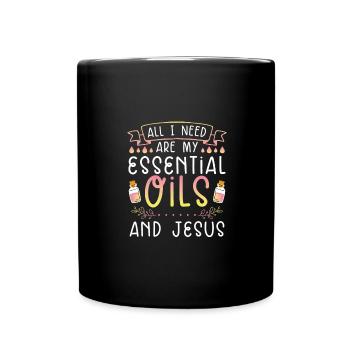 Christian All I Need Ätherische Öle und Jesus - Tasse einfarbig - Schwarz - Vorne