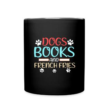 Dog Lover Gift Dogs Book Français Fries Gift for a - Mug uni - noir - Devant
