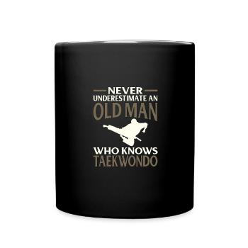 Opa Geschenk Unterschätze niemals Alter Mann weiß - Tasse einfarbig - Schwarz - Vorne