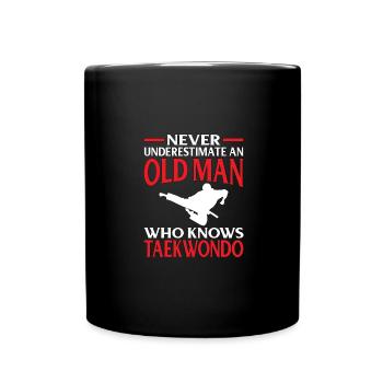 Opa Geschenk Unterschätze niemals Alter Mann weiß - Tasse einfarbig - Schwarz - Vorne