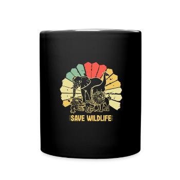 Save Wildlife Geschenk Vintage Wild Animals Go Green - Tasse einfarbig - Schwarz - Vorne