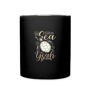Sea Yeah Soon Sea Turtle Humor Turtle Lover Gifts - Full Colour Mug - black - Front