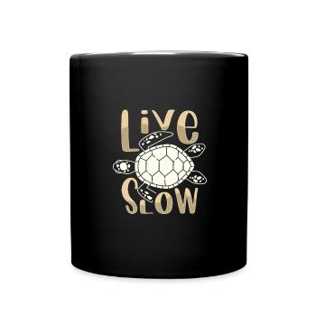 Détendez-vous et vivez des vacances lentes à la plage des tortues de mer - Mug uni - noir - Devant