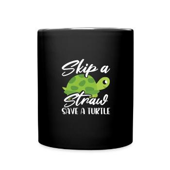 Meeresschutz Geschenk Überspringen Sie einen Strohhalm Save a - Tasse einfarbig - Schwarz - Vorne