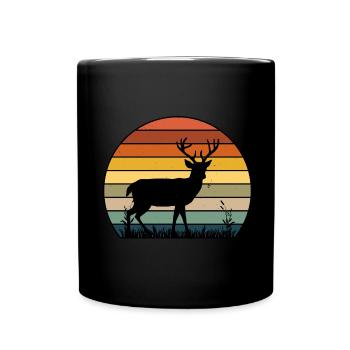 Retro Style Elk - Deer Vintage - Full Colour Mug - black - Front