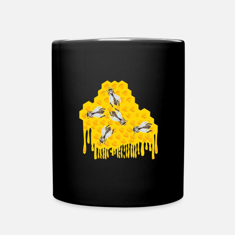 Bees in a Dripping Honeycomb Beekeeper Gift - Full Colour Mug - black