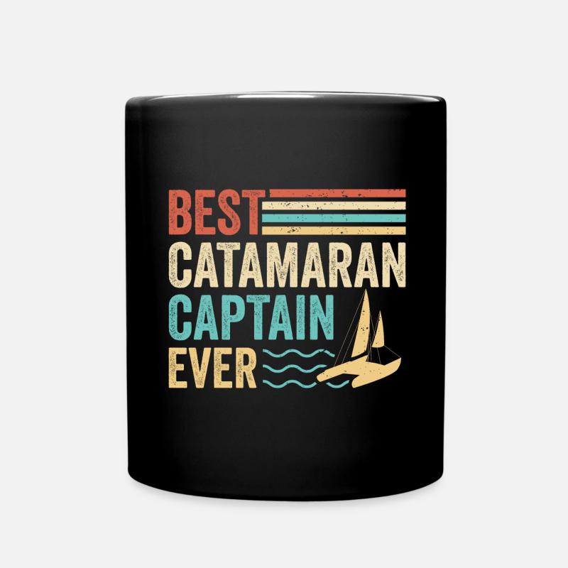 Katamaran Segelsegler Bester Katamaran Kapitän - Tasse einfarbig - Schwarz