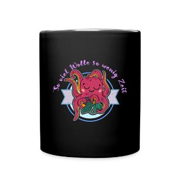 Knitting Knitter Crochet Wool Yarn Crochet Hook - Full Colour Mug - black - Front