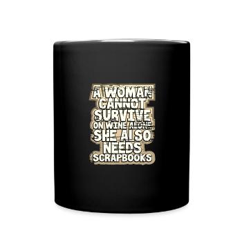 Scrapbooker Gift Woman Can't Survive Wine Alone - Full Colour Mug - black - Front