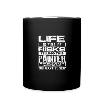Malen Geschenk Leben voller Risiken Erzählen überspringen - Tasse einfarbig - Schwarz - Vorne