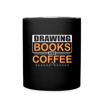 Artistic Gift Love Drawing Books Coffee Artist - Full Colour Mug - black - Front