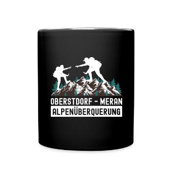 Crossing the Alps Oberstdorf Merano E5 long-distance hiking trail - Full Colour Mug - black - Front