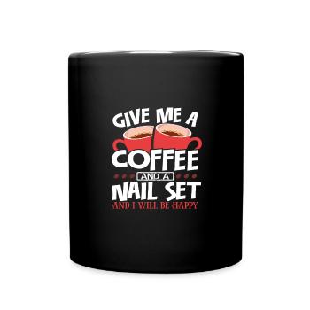 Cadeau de travail du bois Donnez-moi un ensemble de café et d’ongles - Mug uni - noir - Devant