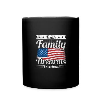 Faith Family Firearms Freedom American Flag - Full Colour Mug - black - Front