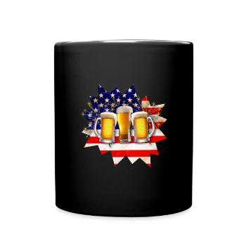 Fun American Flag Patriotic Beer Drinker Gift - Full Colour Mug - black - Front