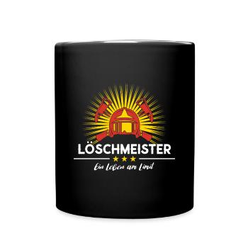 Löschmeister Feuerwehr Dienstgrad Feuerwehrmann - Tasse einfarbig - Schwarz - Vorne