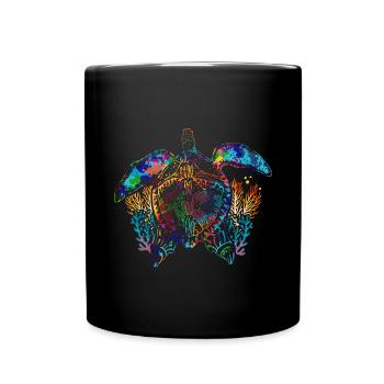 Polynesia Sea Animal Gift Colorful Turtle - Full Colour Mug - black - Front