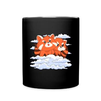 Cute Zoo Animal Gift Clouds Red Panda - Full Colour Mug - black - Front