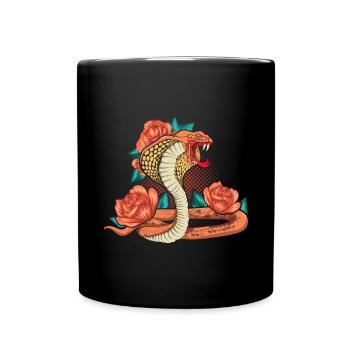 Predator Snake Vintage Roses Gift Cobra - Full Colour Mug - black - Front