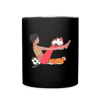 Tieryoga, Yoga,katze,hund, gymnastik - Tasse einfarbig - Schwarz - Vorne