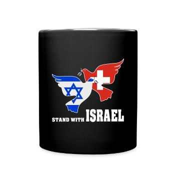 Schweiz Israel Friedenstauben - Tasse einfarbig - Schwarz - Vorne