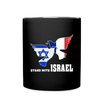 Frankreich Israel Friedenstauben - Tasse einfarbig - Schwarz - Vorne