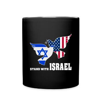 USA Israel Friedenstauben - Tasse einfarbig - Schwarz - Vorne