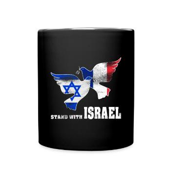 Frankreich Israel Friedenstauben - Tasse einfarbig - Schwarz - Vorne