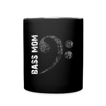 Bass Mom - Mom Plays Bass - Bass Clef - Full Colour Mug - black - Front