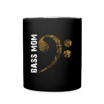 Bass Mom - Mom Plays Bass - Bass Clef - Full Colour Mug - black - Front