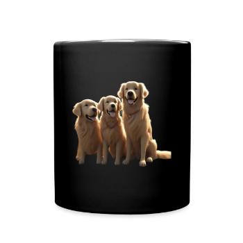 Three Golden Retrievers Trio - Full Colour Mug - black - Front