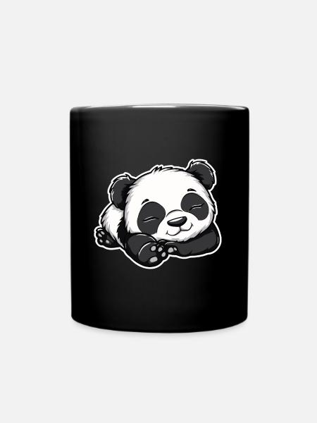 Sleeping Baby Panda Bear - Full Colour Mug - black