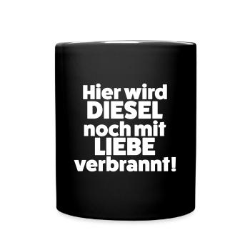 Ici, le diesel est encore brûlé d’amour - Mug uni - noir - Devant