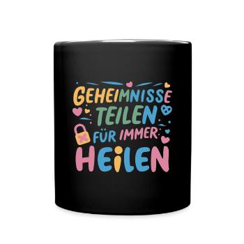 Schwesterherz Geheimnis Geschenk Geburtstag - Tasse einfarbig - Schwarz - Vorne