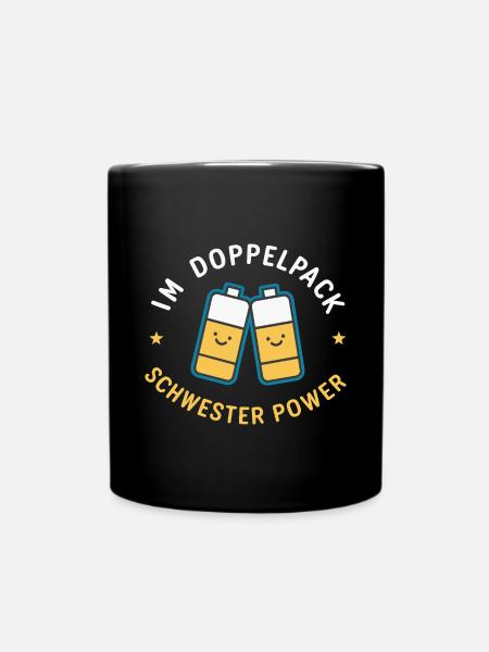 Schwester-Power Zwillinge: Beste Schwester - Tasse einfarbig - Schwarz