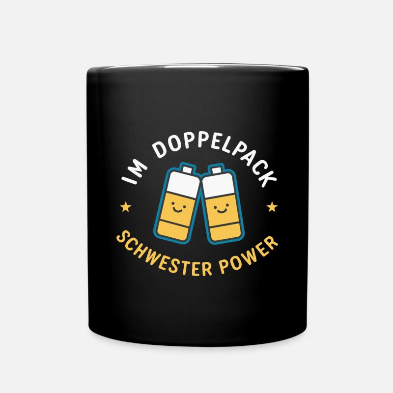 Schwester-Power Zwillinge: Beste Schwester - Tasse einfarbig - Schwarz
