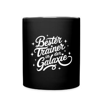Bester Trainer Galaxie Coach Danke Fitness - Tasse einfarbig - Schwarz - Vorne