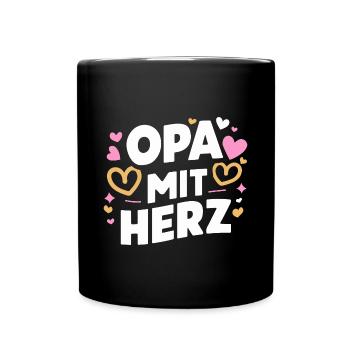 Opa-Herz: Bester Opa Bald Vatertag Du wirst - Tasse einfarbig - Schwarz - Vorne