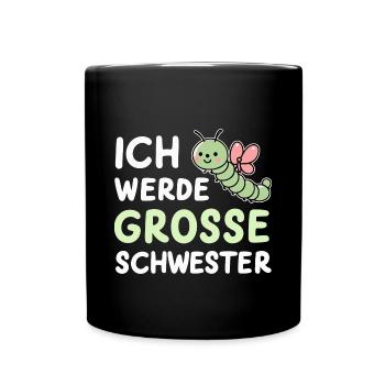 Große Schwester Raupe Schwangerschaftsverkündung - Tasse einfarbig - Schwarz - Vorne