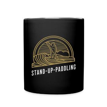 SUP-Paddler Freude Board Wasser Sonne Spaß - Tasse einfarbig - Schwarz - Vorne
